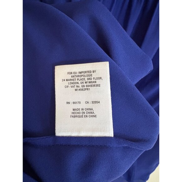 Anthropologie Meadow Rue Royal Blue Lace Pintuck Boho Romantic Blouse Large - Picture 10 of 12